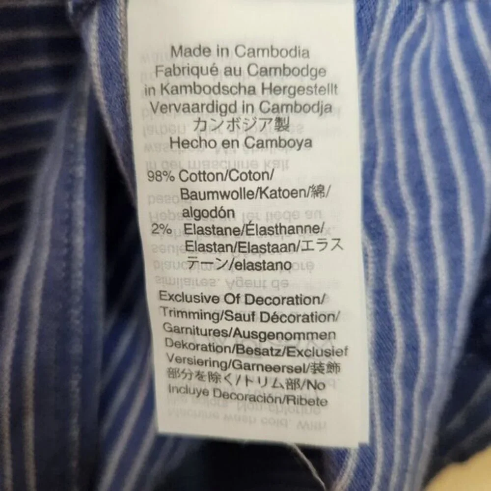 J Crew Polo Shirt Mens XL‎ Performance Short Sleeve White Blue Striped Golf